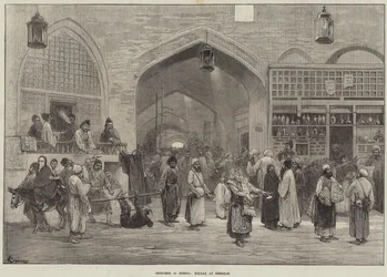 Sketches in Persia, Bazaar at Teheran